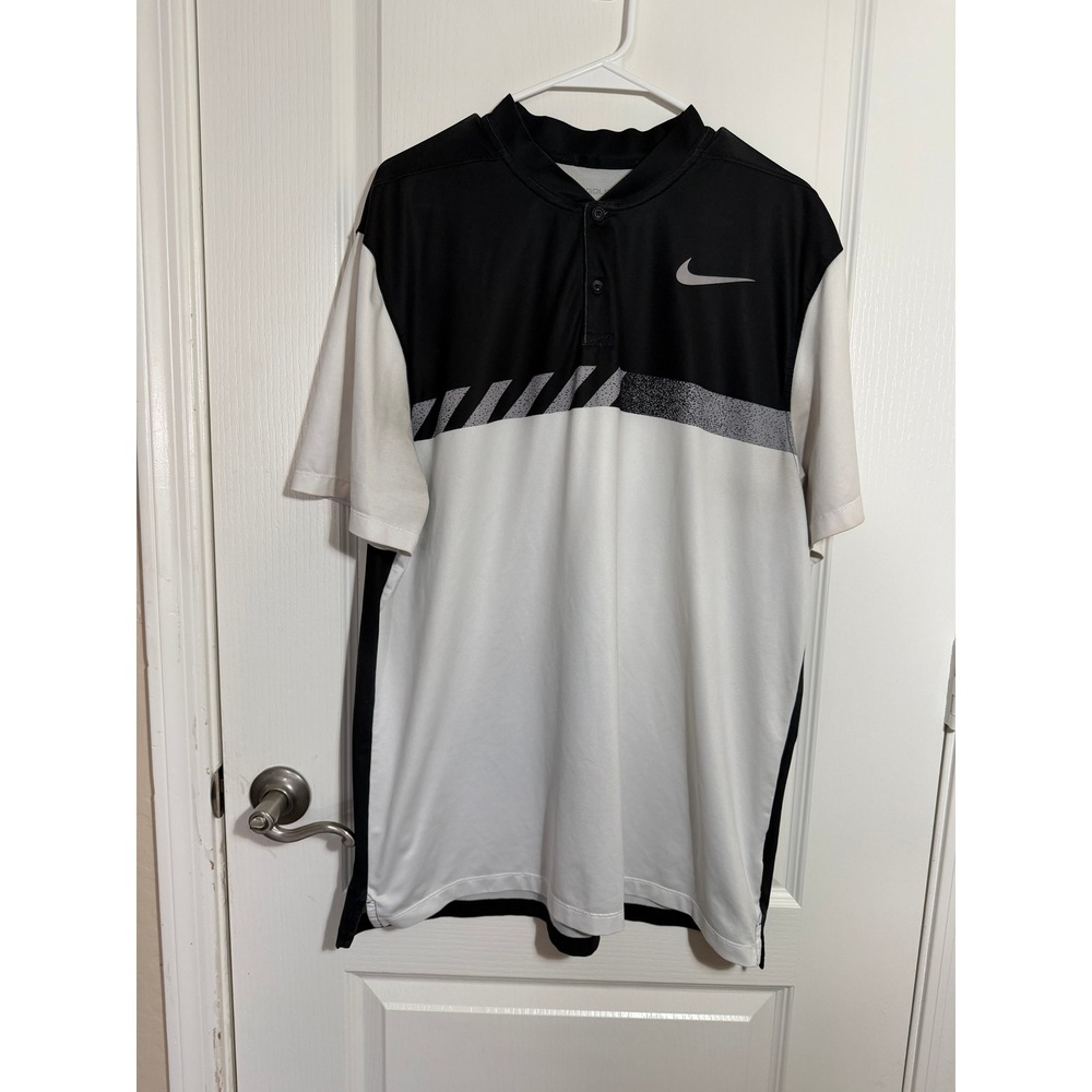 Nike Golf Modern Fit Dri-FIT Blade Collar Polo Shirt Mens XL Black White